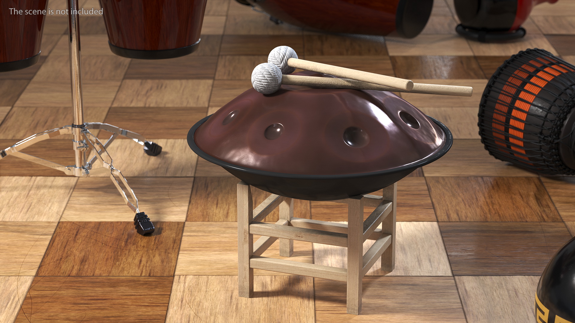 3D Hang instrument on Wooden Stand
