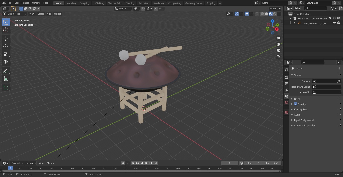 3D Hang instrument on Wooden Stand