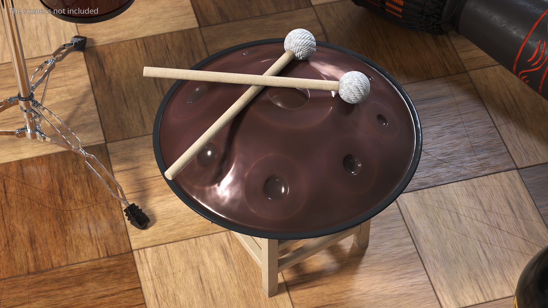 3D Hang instrument on Wooden Stand