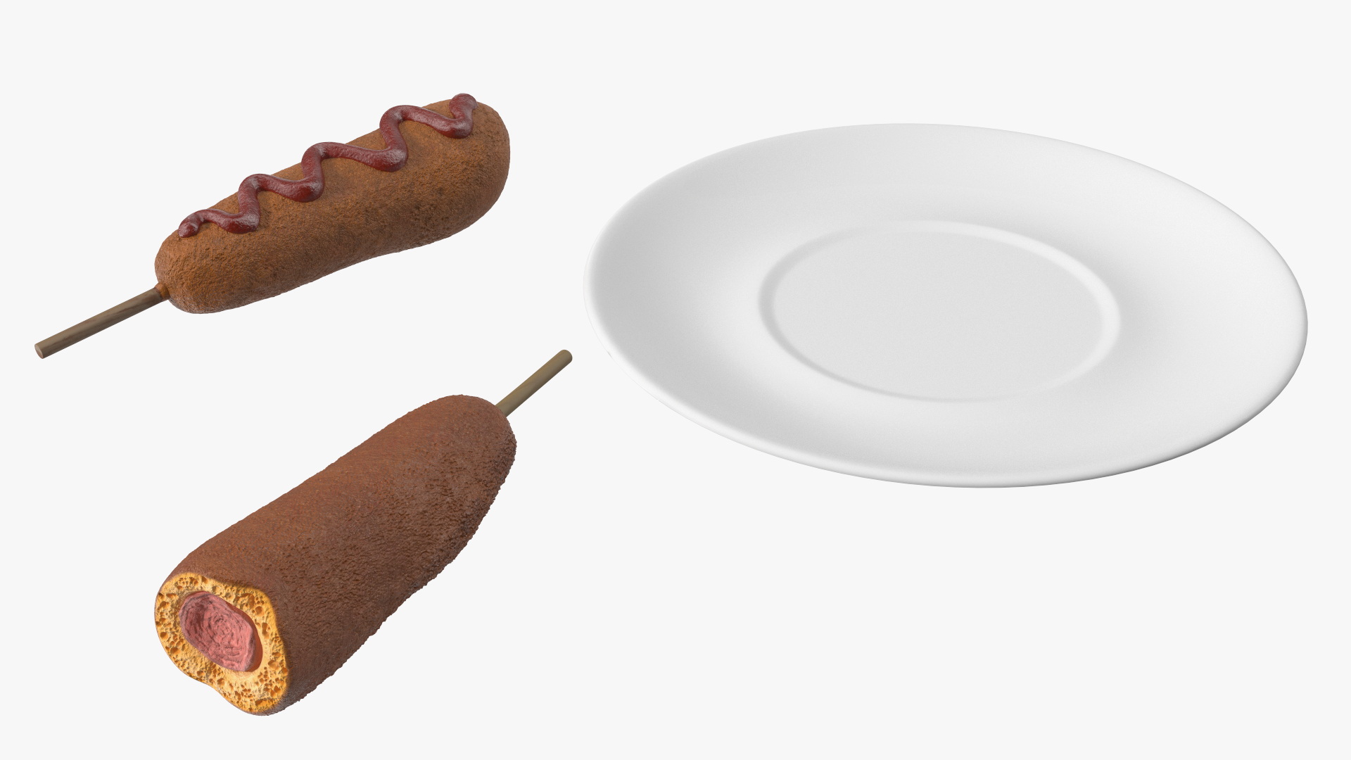 Fast Food Tray with Corn Dogs and Beverage 3D