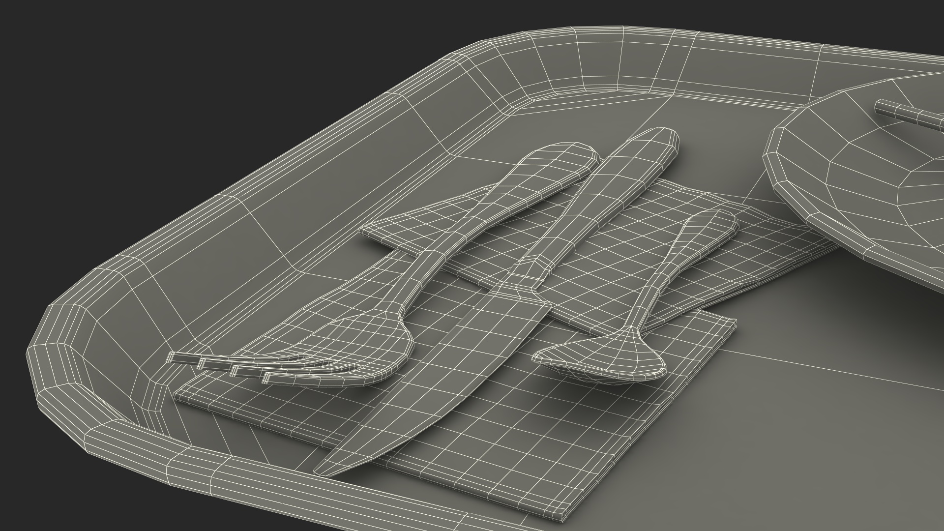 Fast Food Tray with Corn Dogs and Beverage 3D
