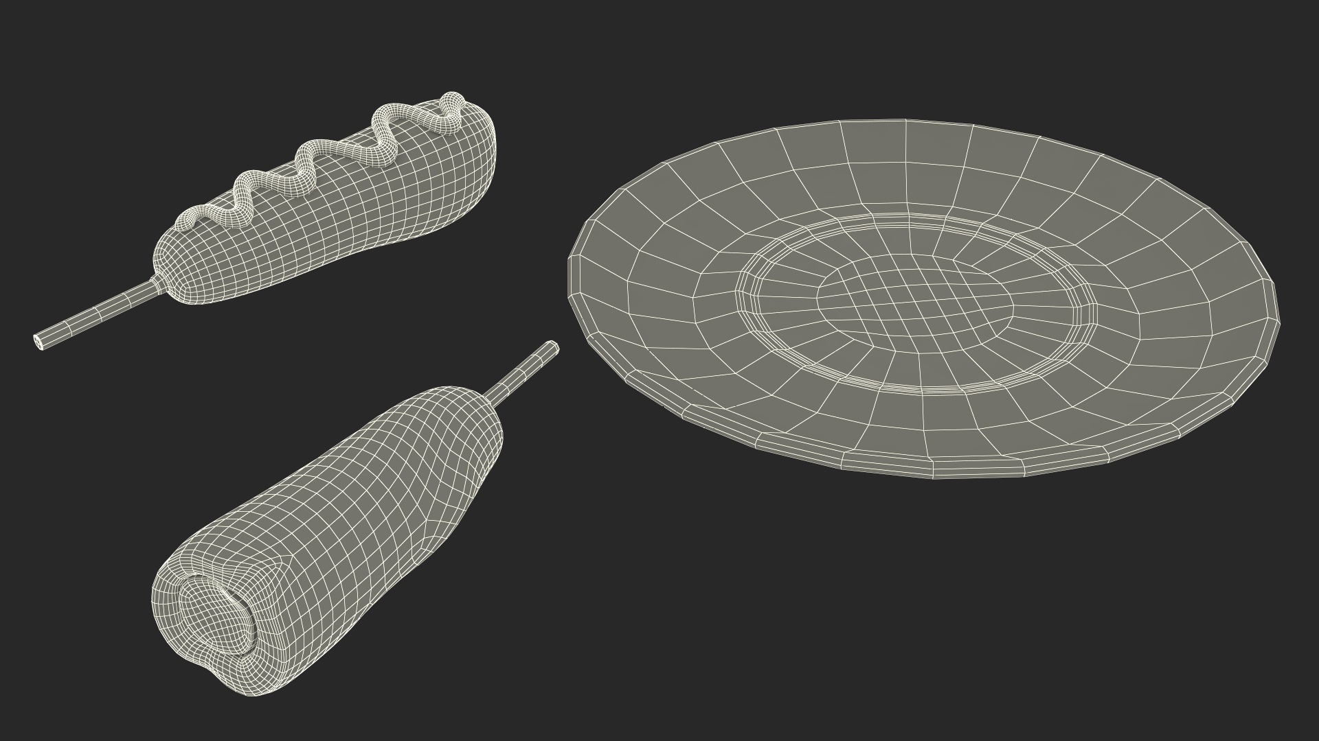 Fast Food Tray with Corn Dogs and Beverage 3D