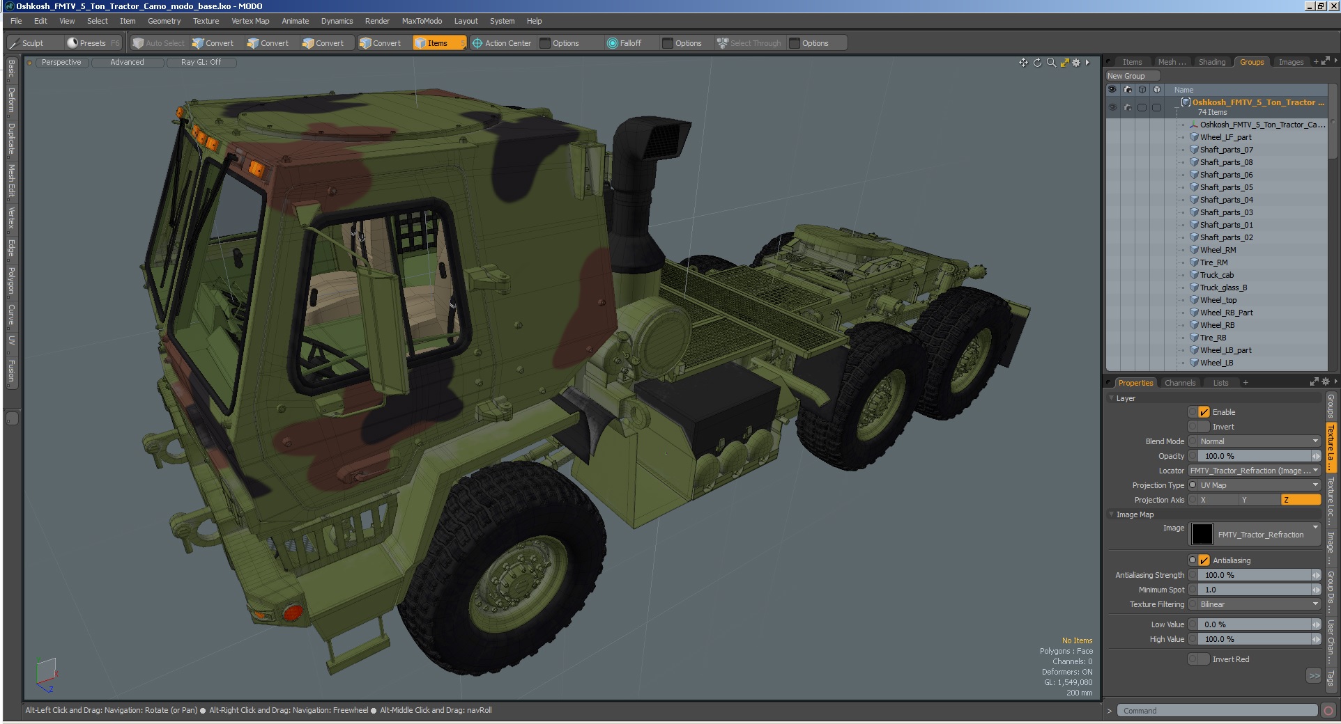 3D Oshkosh FMTV 5 Ton Tractor Camo