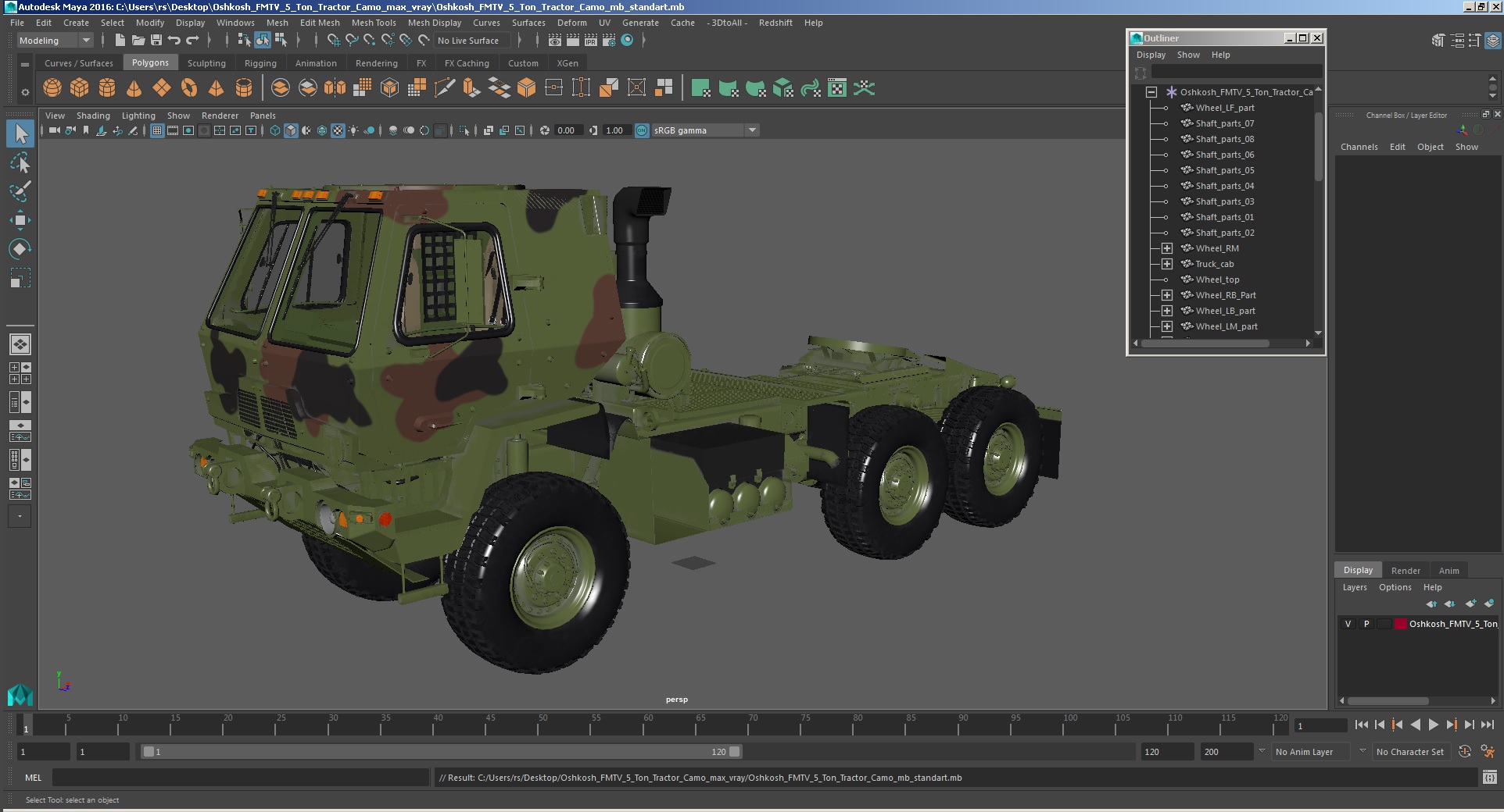 3D Oshkosh FMTV 5 Ton Tractor Camo