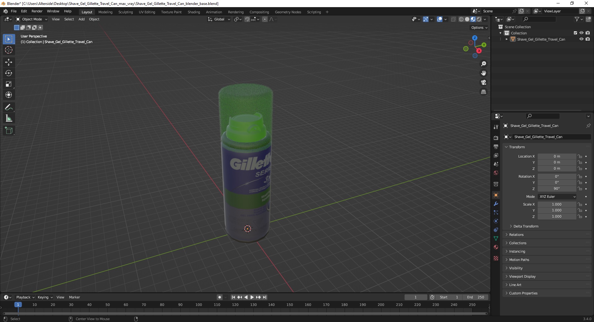 Shave Gel Gillette Travel Can 3D model