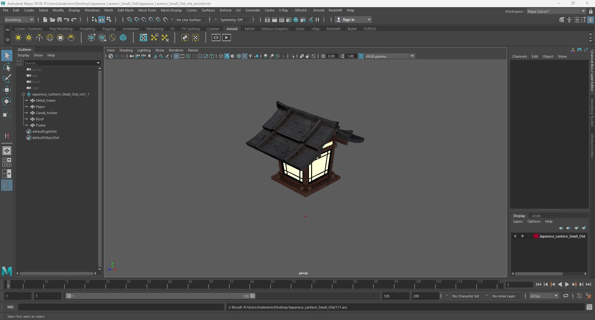 3D Japanese Lantern Small Old