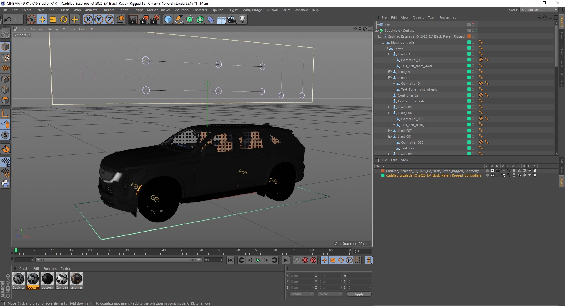 3D Cadillac Escalade IQ 2025 EV Black Raven Rigged for Cinema 4D