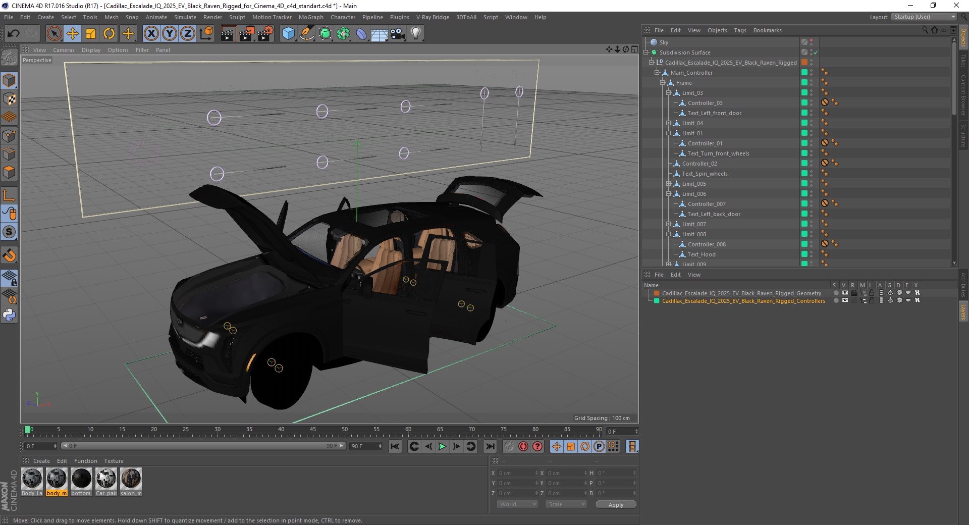 3D Cadillac Escalade IQ 2025 EV Black Raven Rigged for Cinema 4D