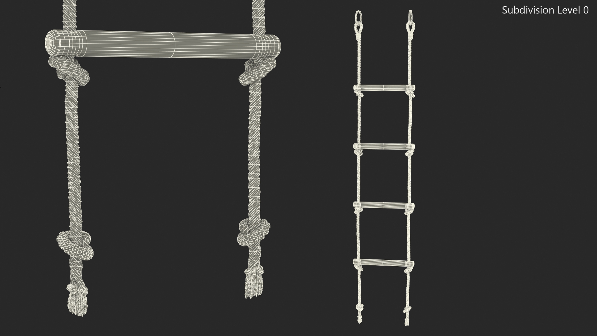 3D Wooden Rope Ladder model