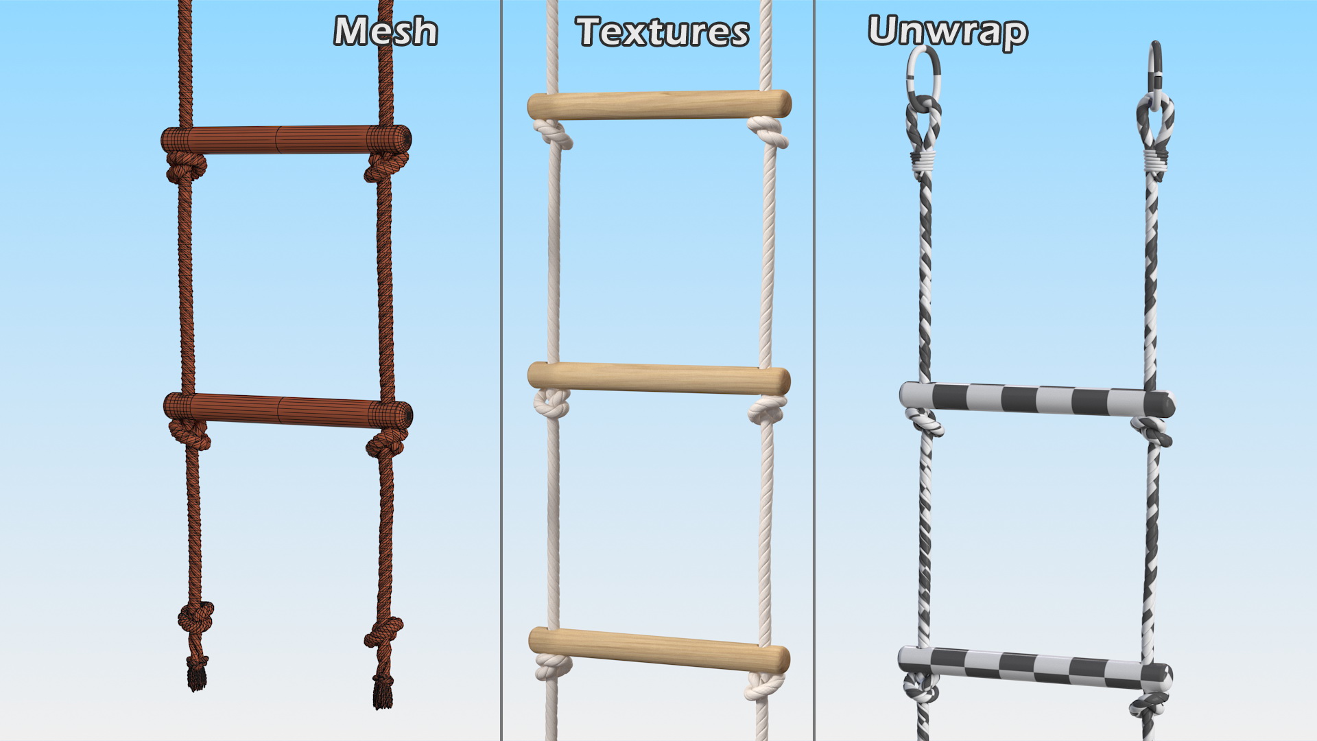 3D Wooden Rope Ladder model