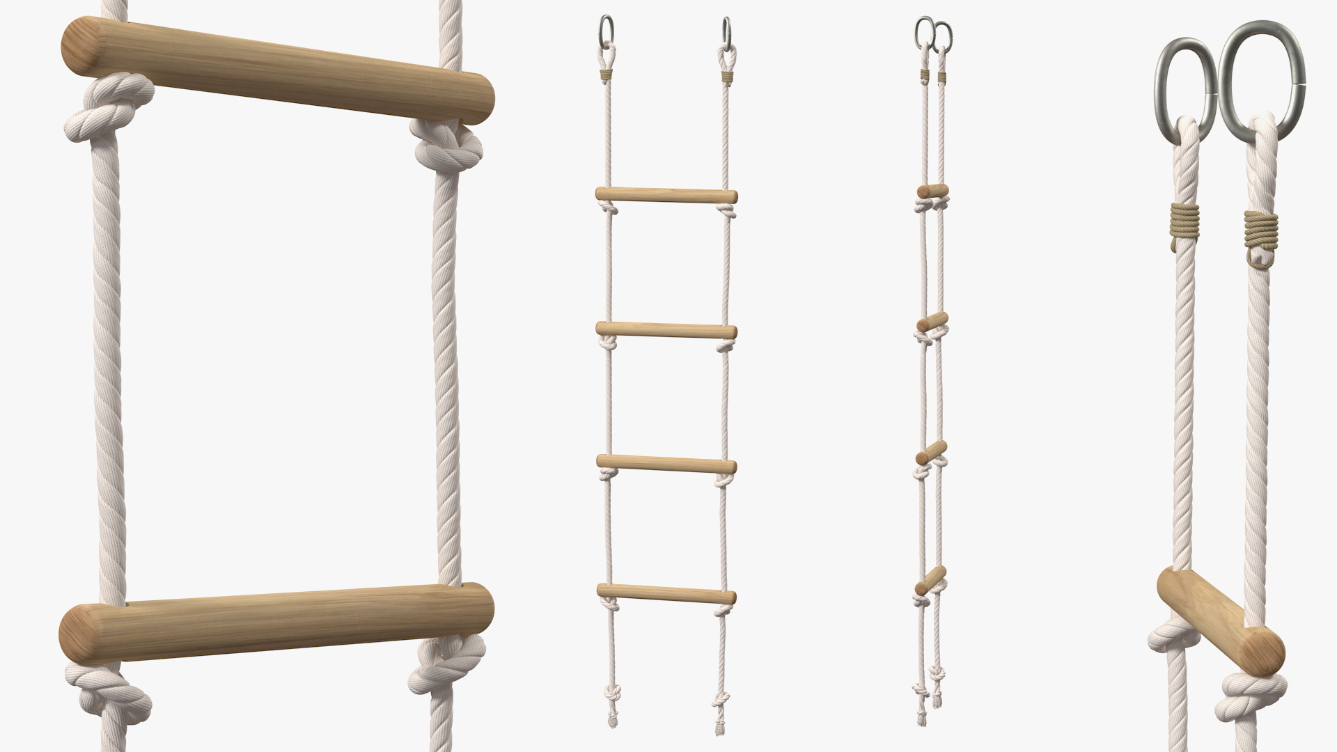 3D Wooden Rope Ladder model