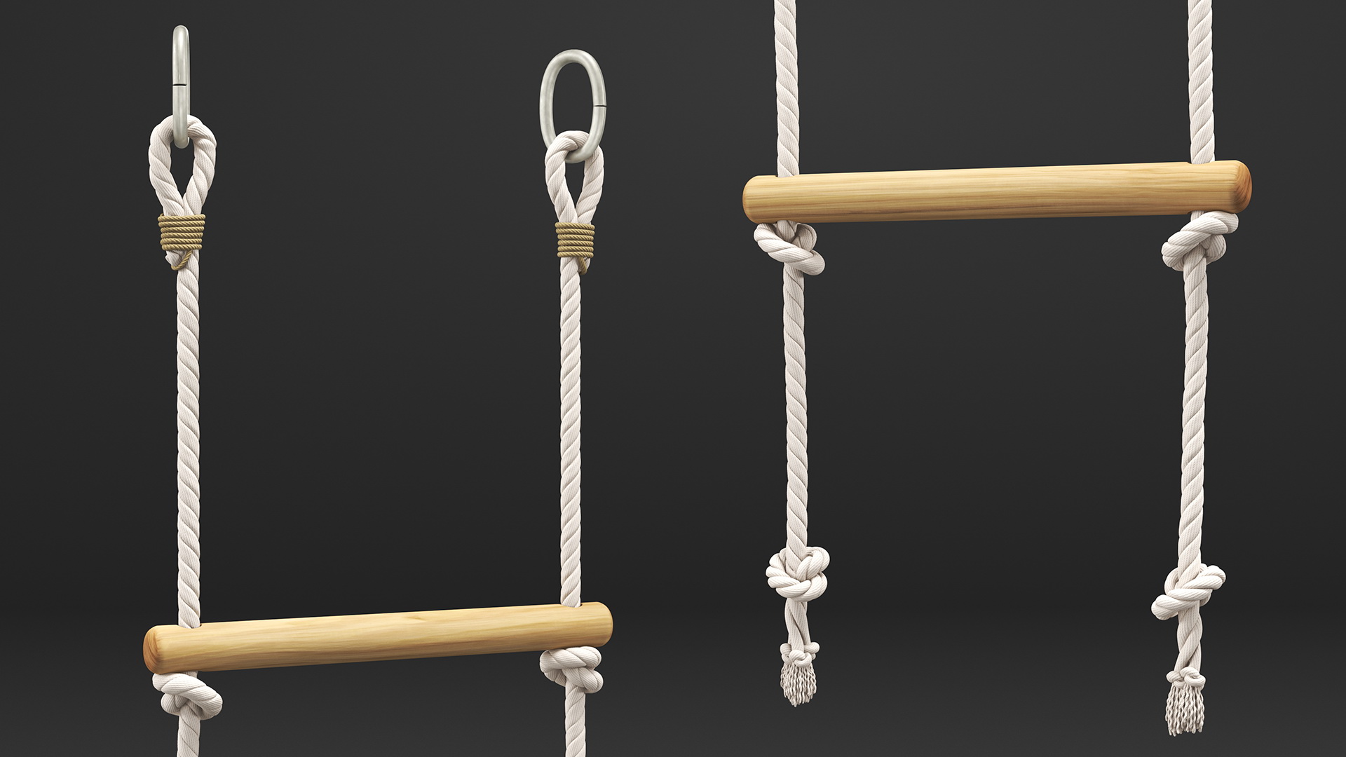 3D Wooden Rope Ladder model