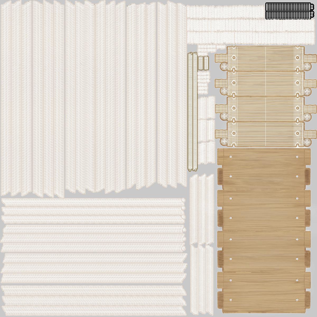 3D Wooden Rope Ladder model