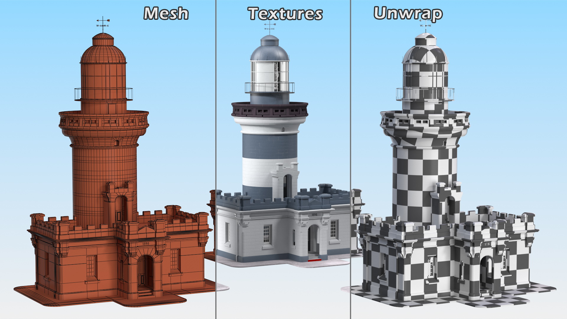 3D Vintage Lighthouse model