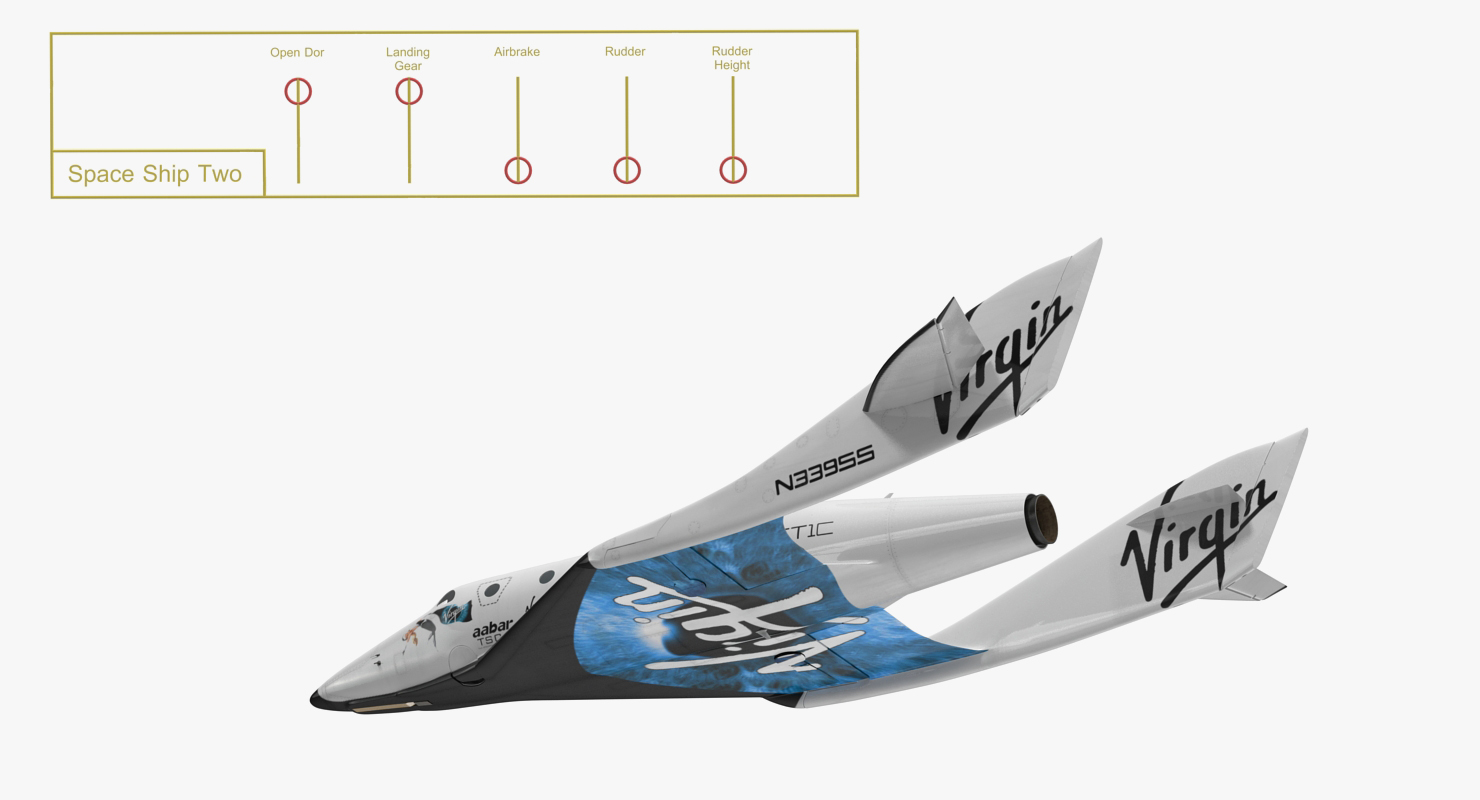 3D Suborbital Spaceplane SpaceShipTwo Rigged
