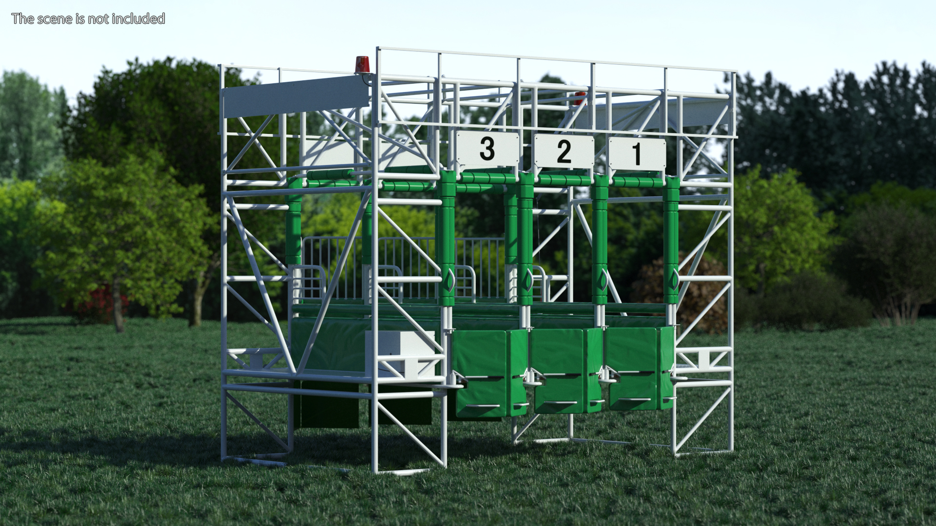 3D model Horse Starting Gates for 3 Places Rigged