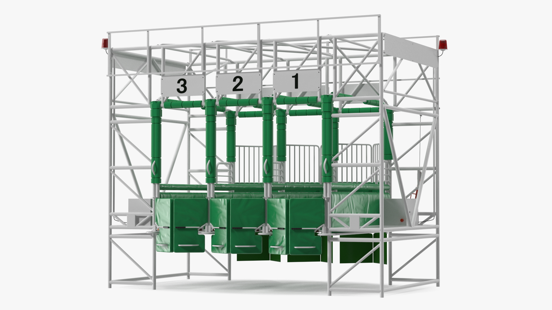 3D model Horse Starting Gates for 3 Places Rigged