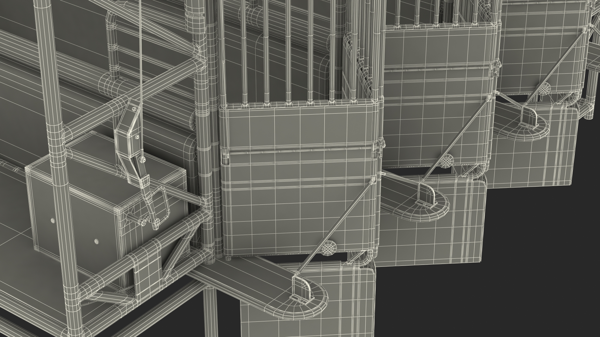 3D model Horse Starting Gates for 3 Places Rigged