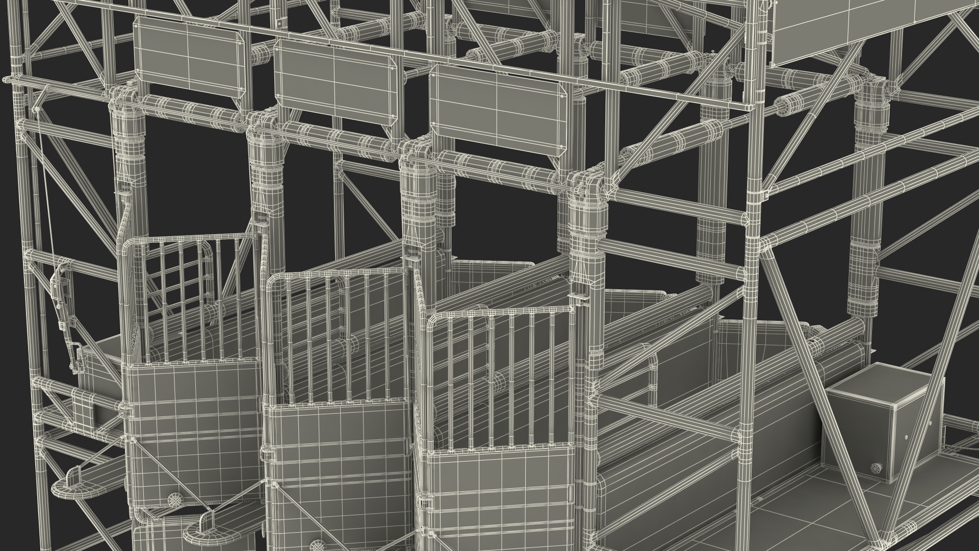 3D model Horse Starting Gates for 3 Places Rigged