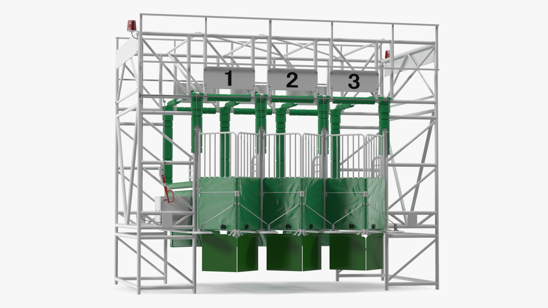 3D model Horse Starting Gates for 3 Places Rigged