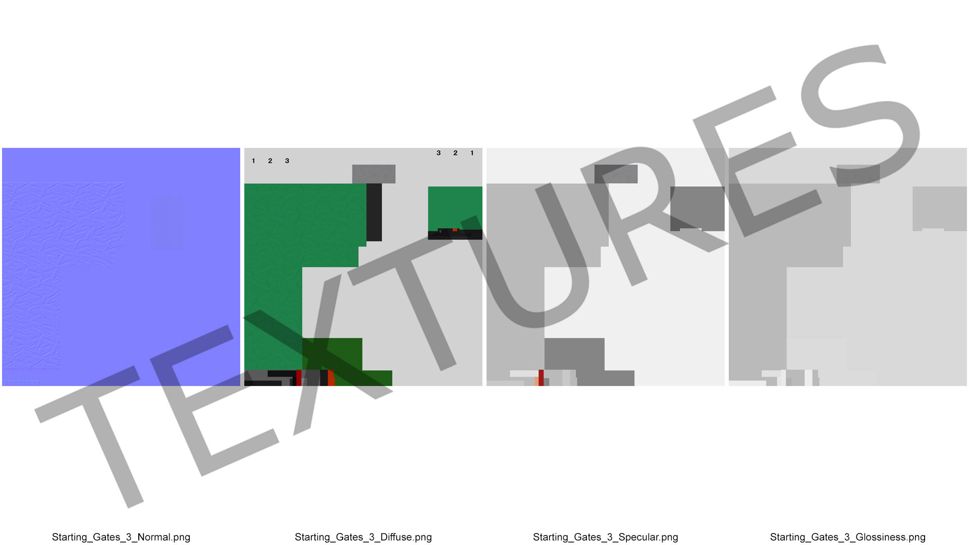 3D model Horse Starting Gates for 3 Places Rigged