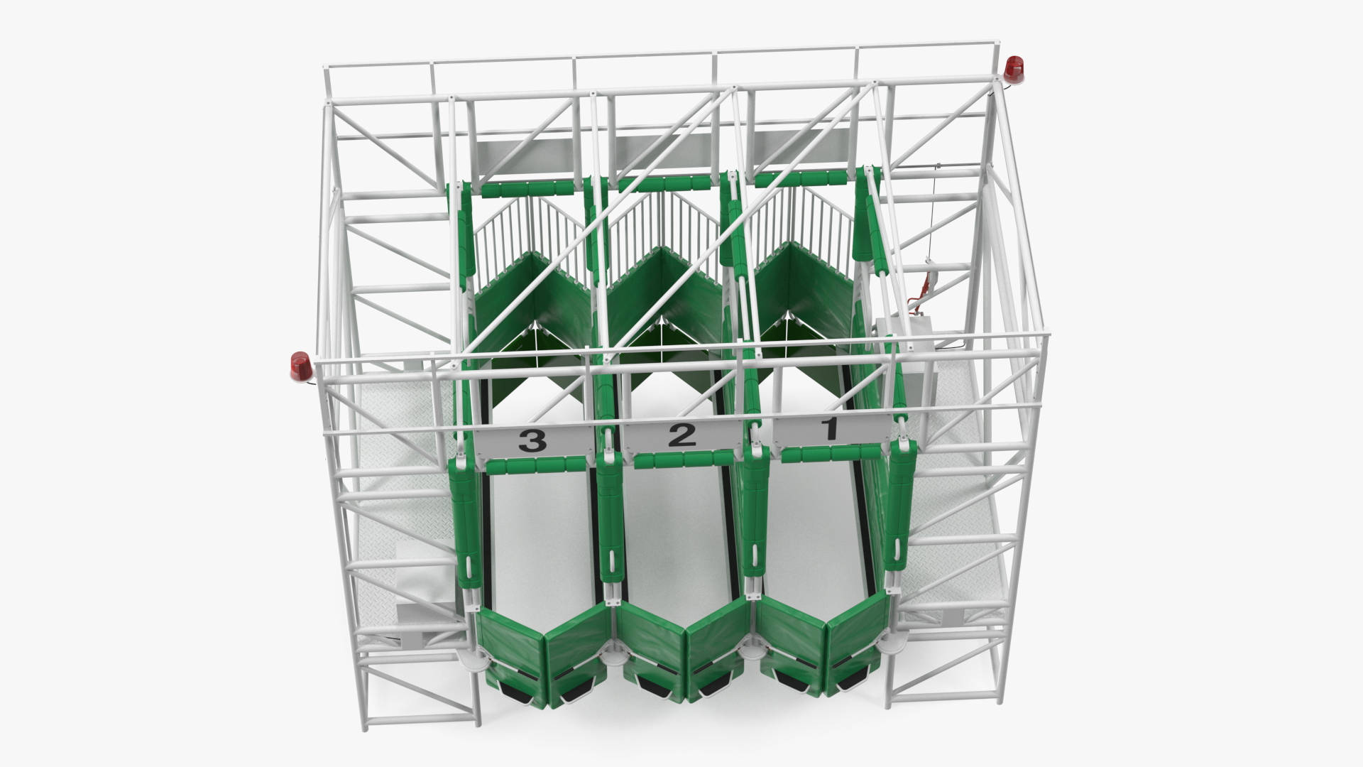 3D model Horse Starting Gates for 3 Places Rigged