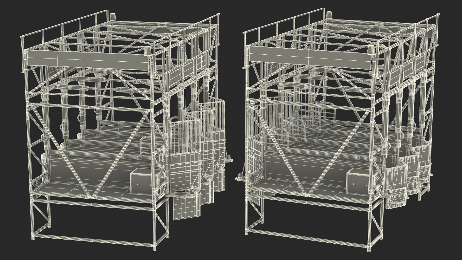 3D model Horse Starting Gates for 3 Places Rigged