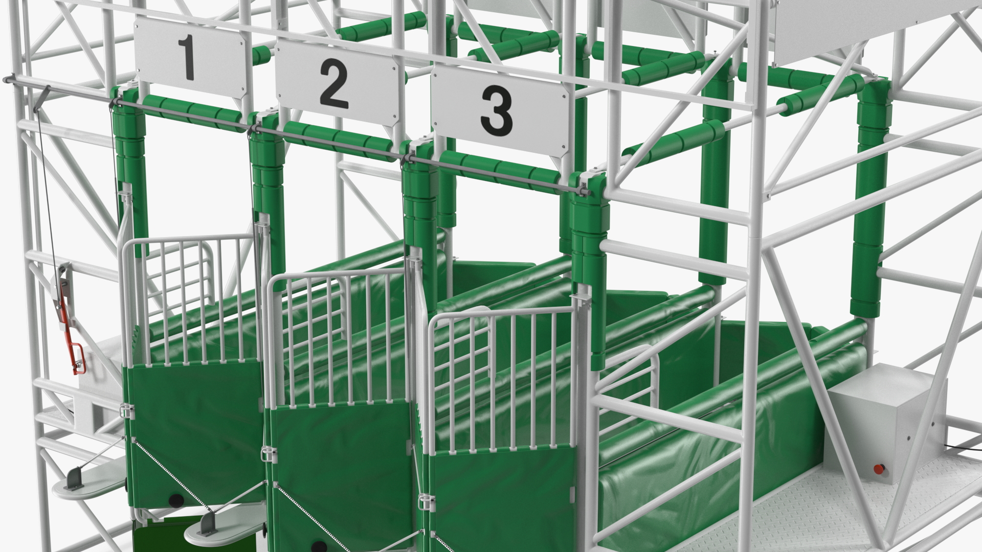 3D model Horse Starting Gates for 3 Places Rigged