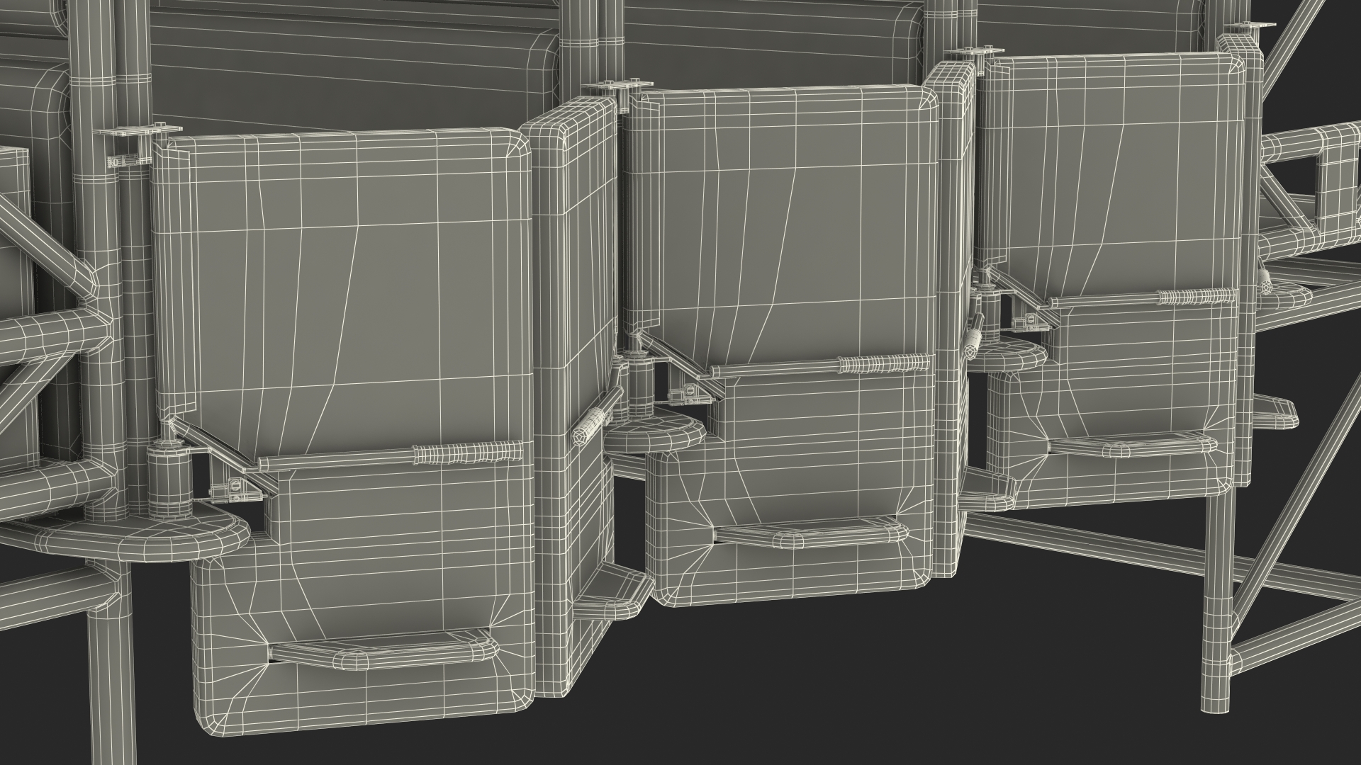 3D model Horse Starting Gates for 3 Places Rigged