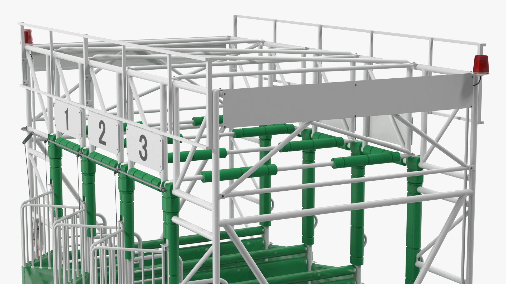 3D model Horse Starting Gates for 3 Places Rigged