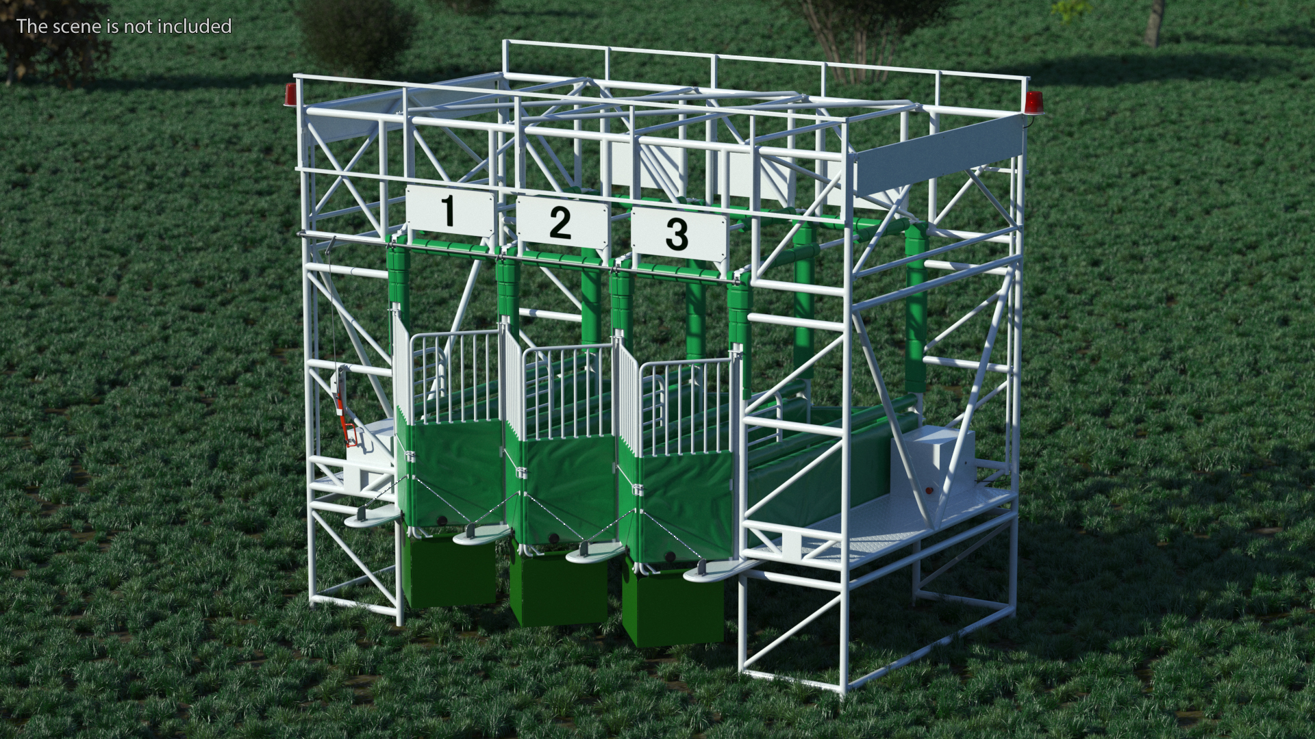 3D model Horse Starting Gates for 3 Places Rigged