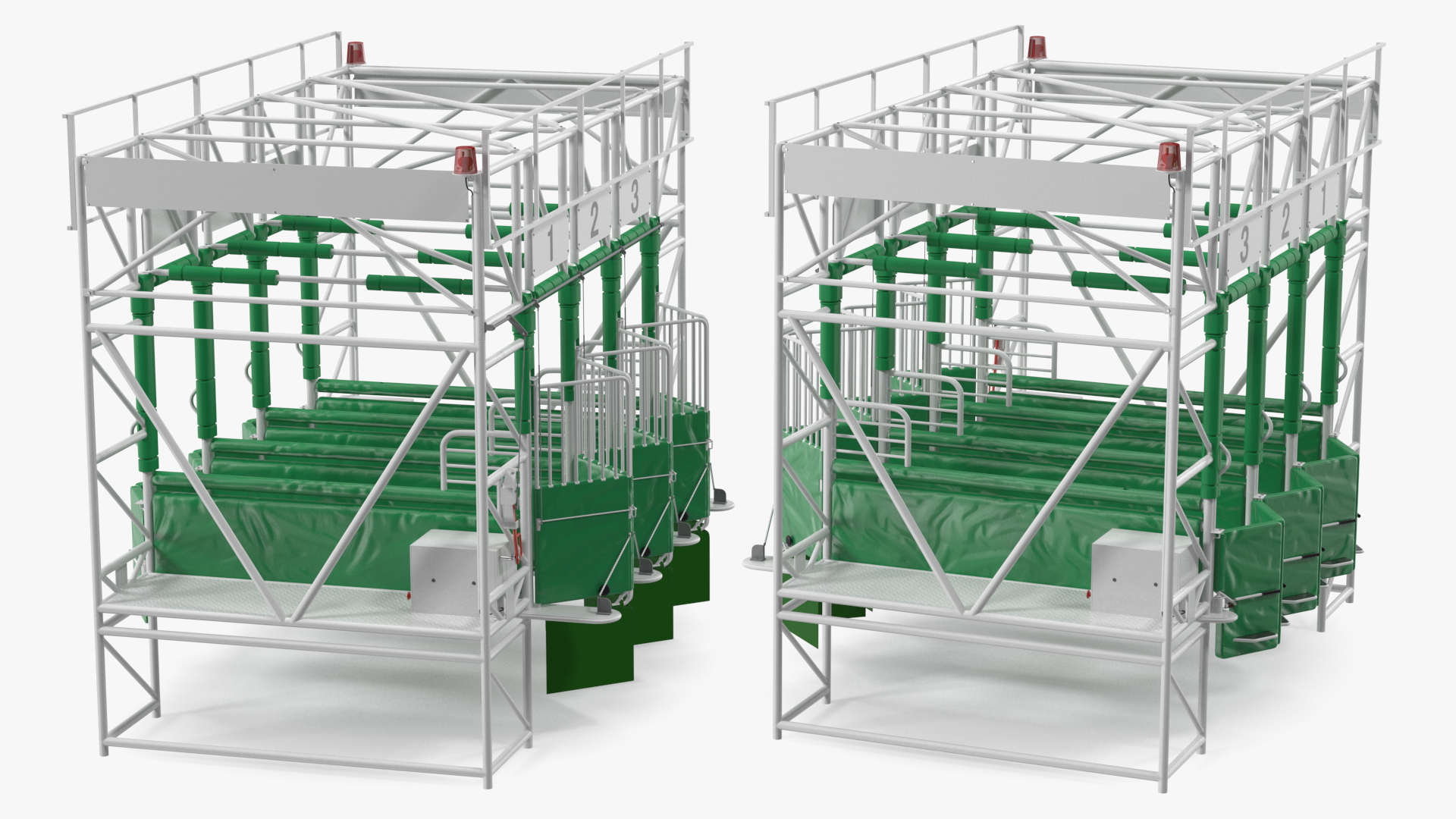 3D model Horse Starting Gates for 3 Places Rigged
