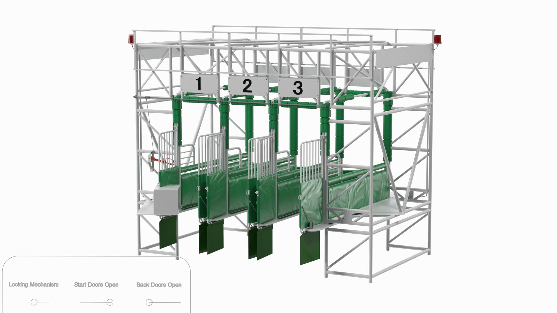 3D model Horse Starting Gates for 3 Places Rigged