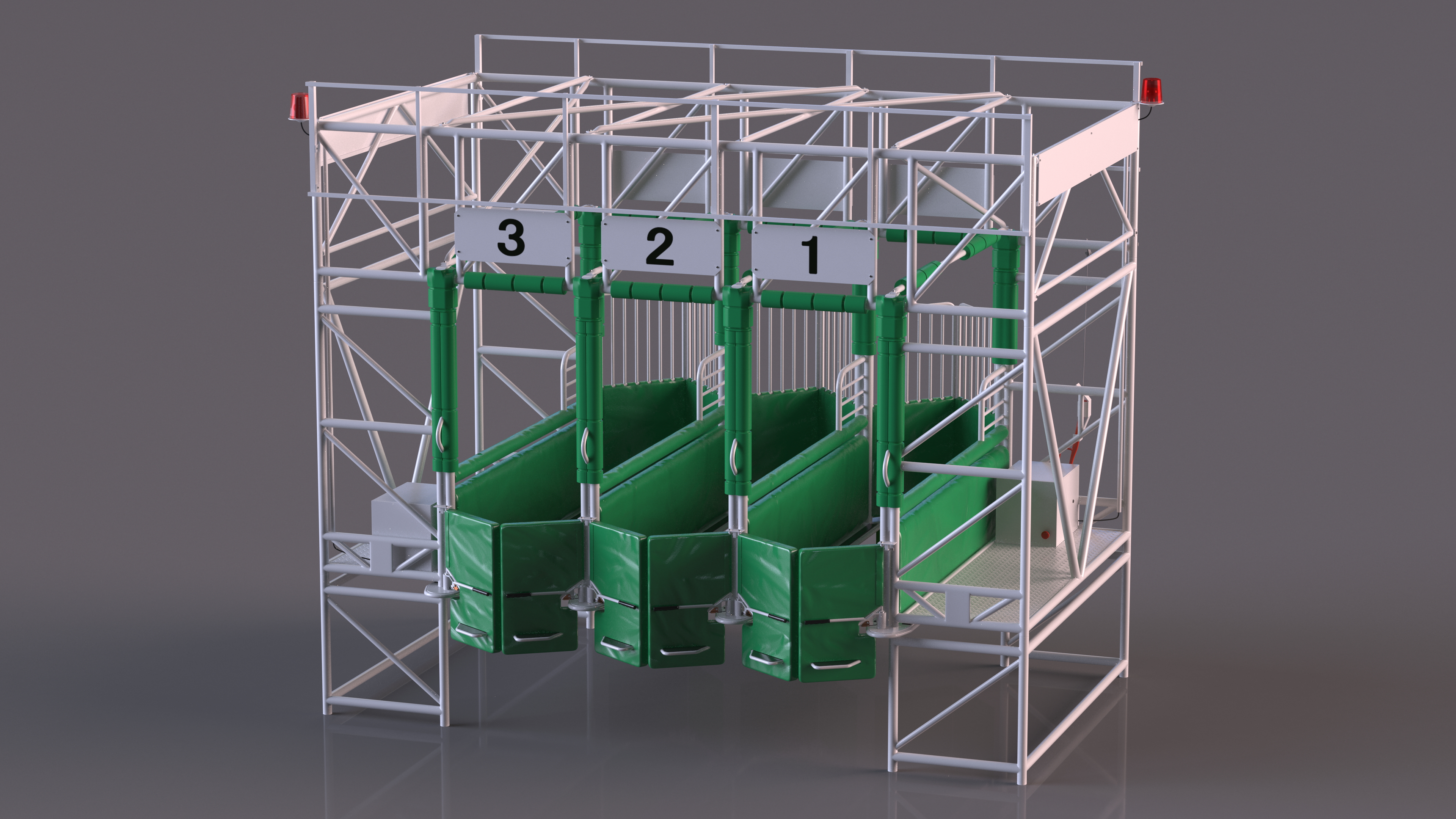 3D model Horse Starting Gates for 3 Places Rigged