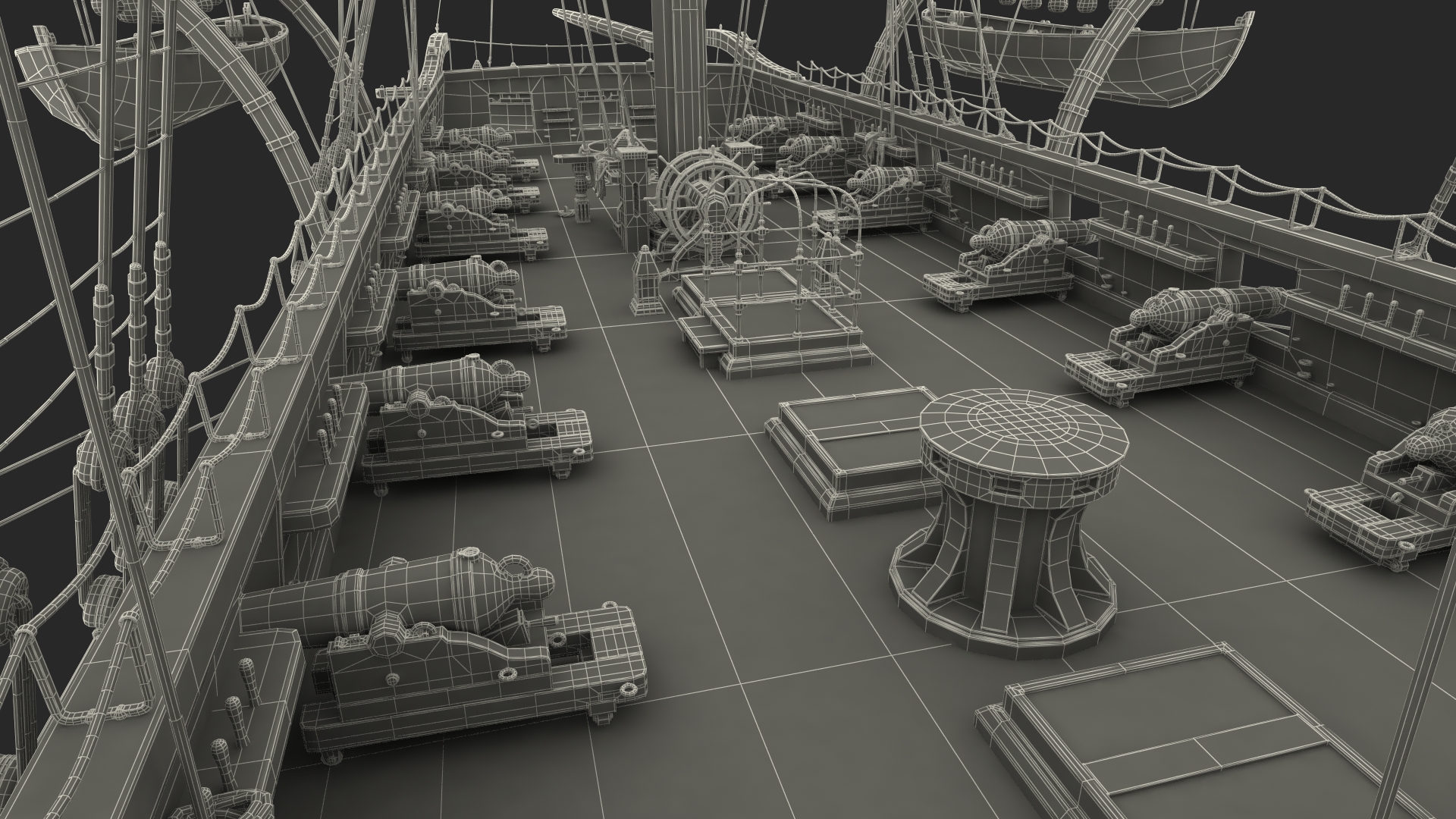 3D USS Constitution Heavy Frigate Retracted Sails