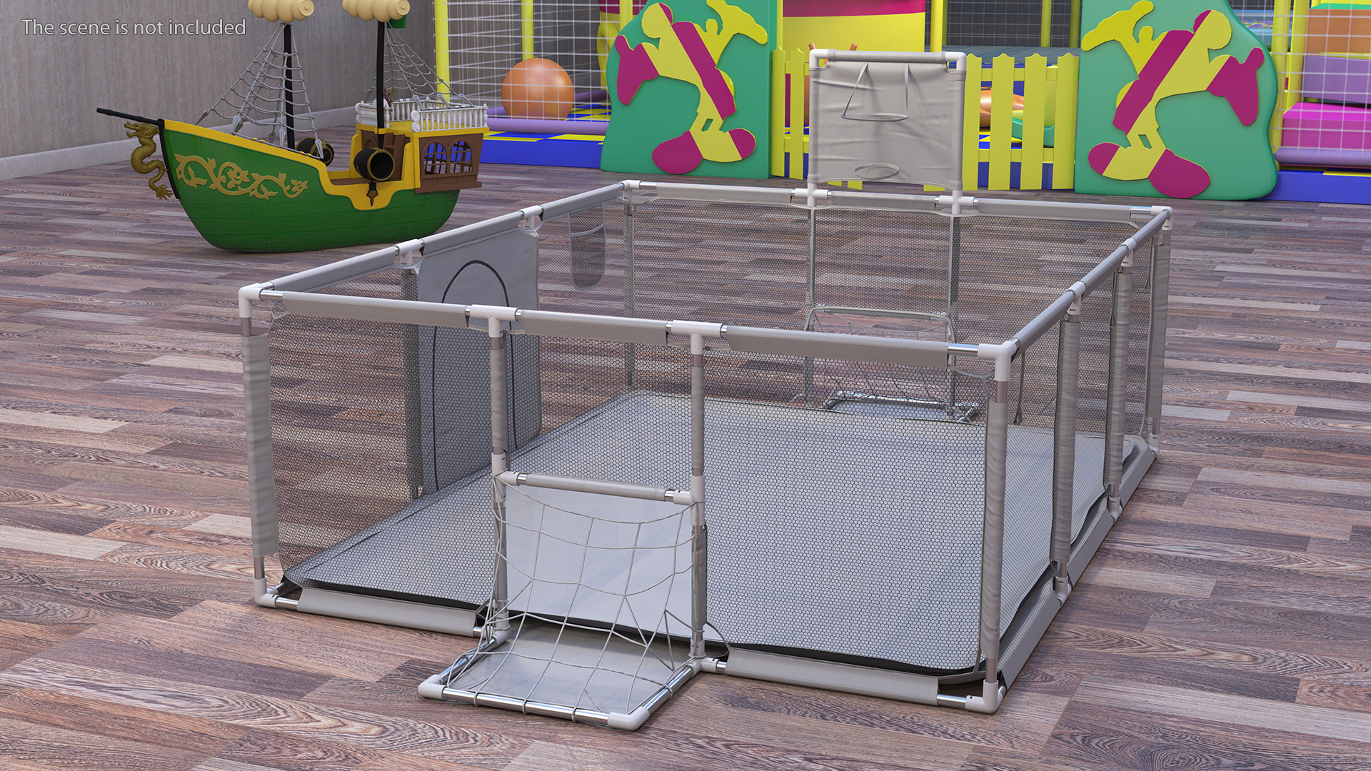 3D Grey Large Baby Playpen model