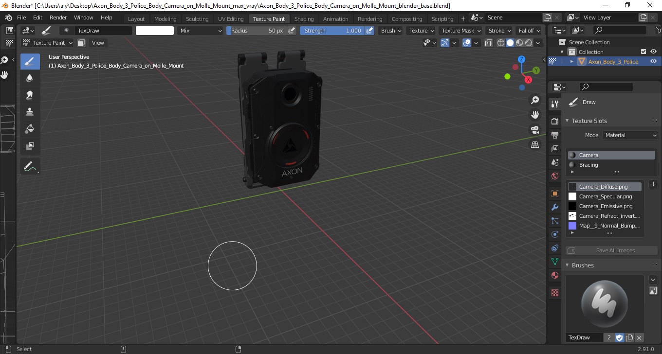3D model Axon Body 3 Police Body Camera on Molle Mount