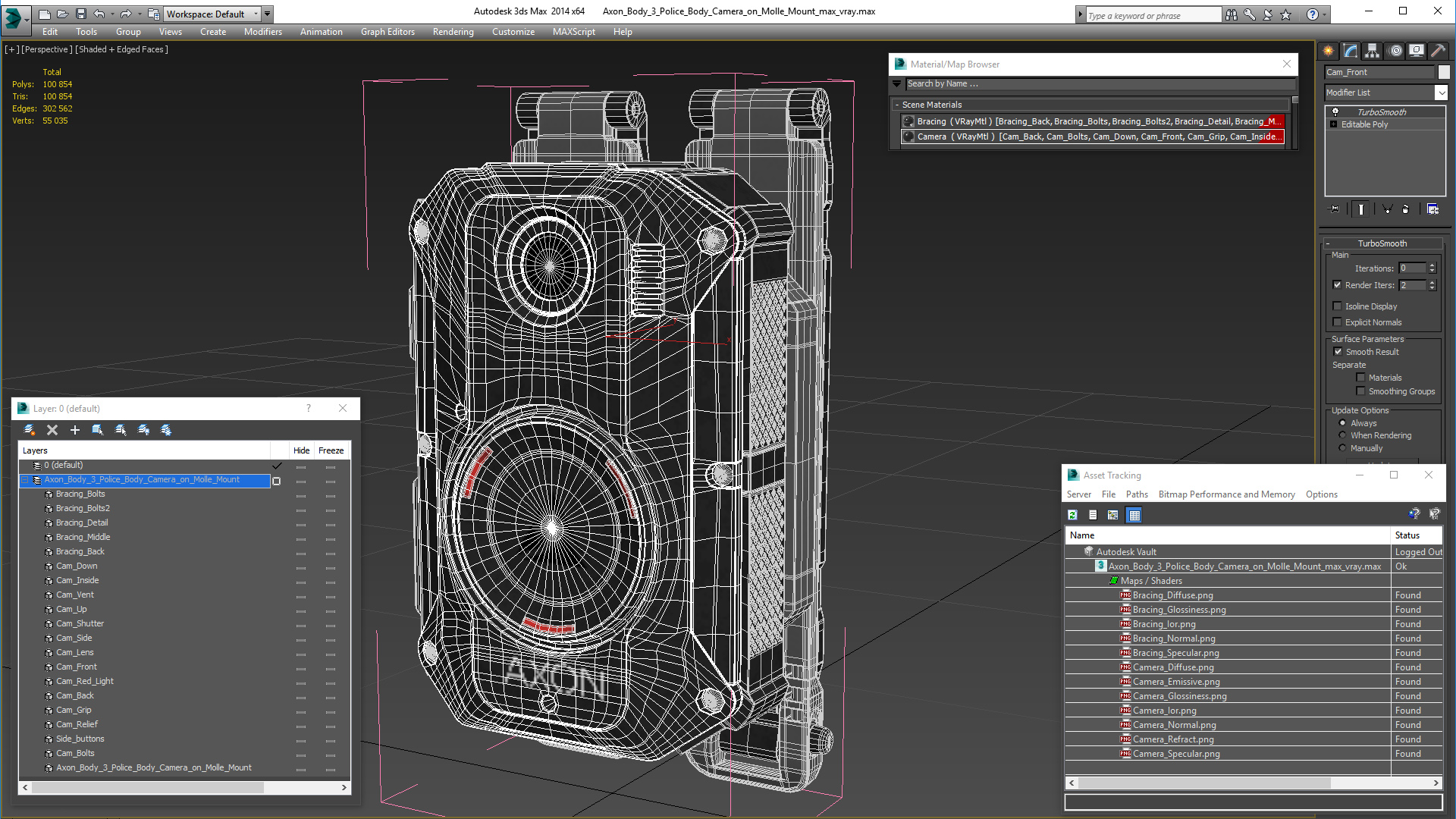 3D model Axon Body 3 Police Body Camera on Molle Mount