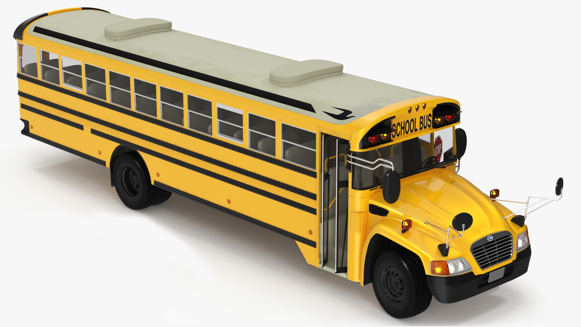 3D model American School Bus Rigged for Cinema 4D