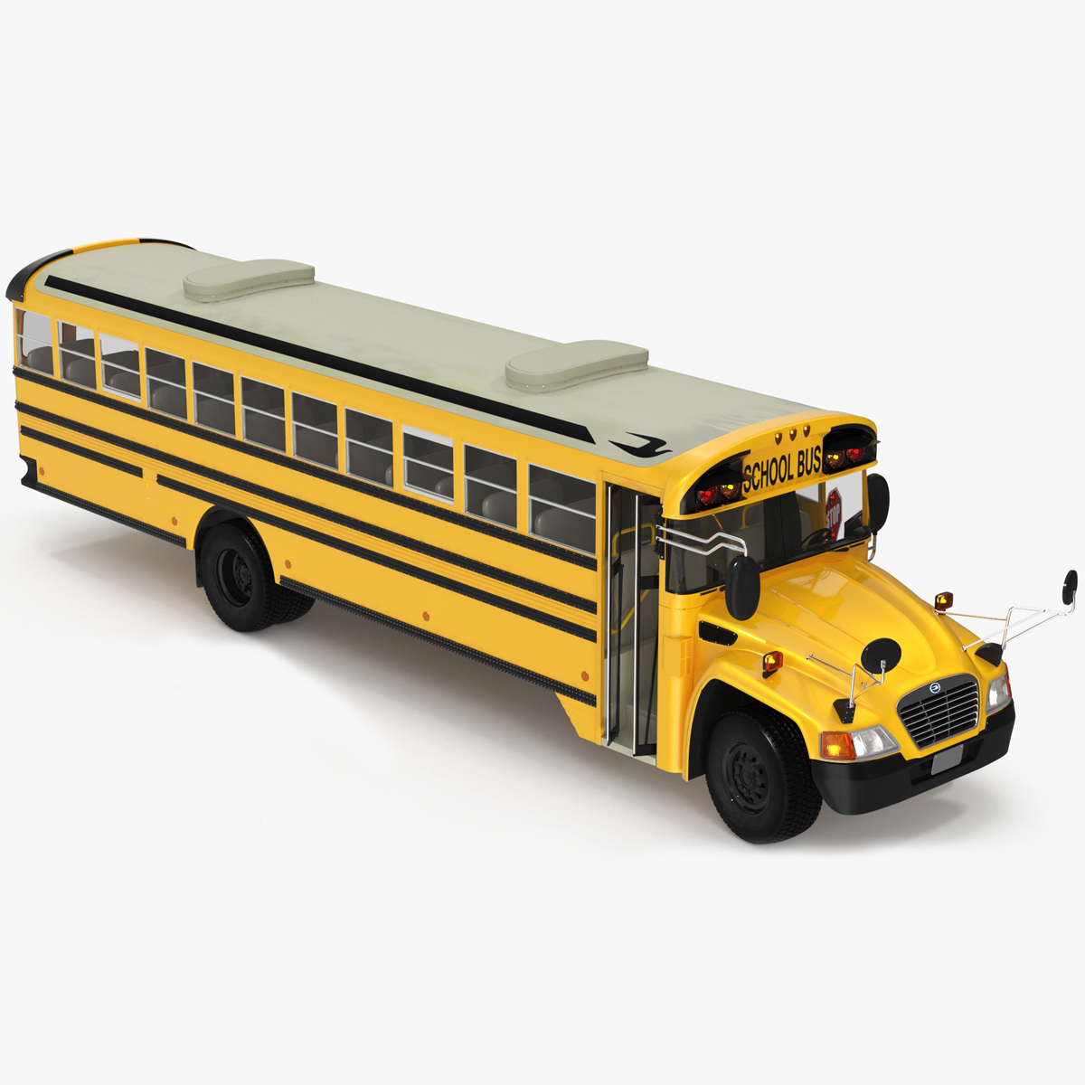 3D model American School Bus Rigged for Cinema 4D