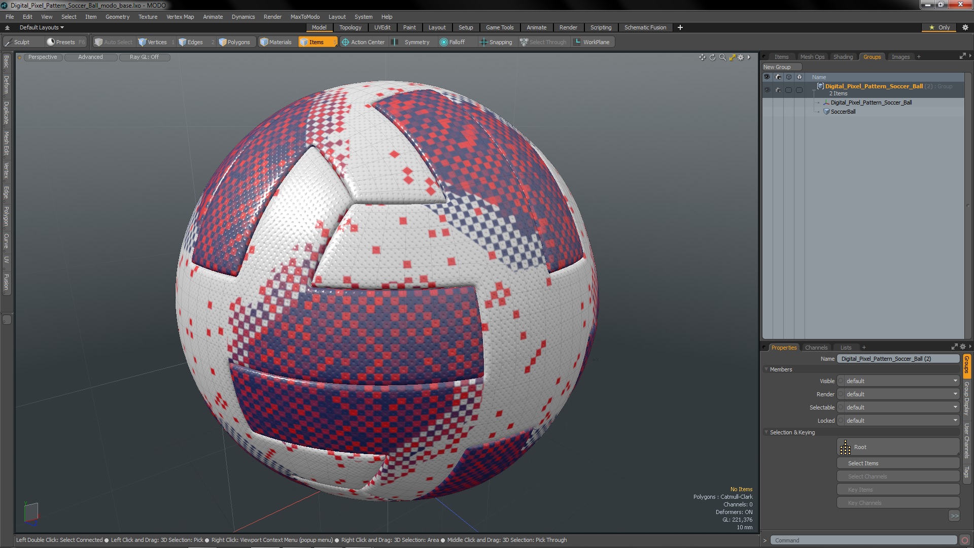 3D Digital Pixel Pattern Soccer Ball model