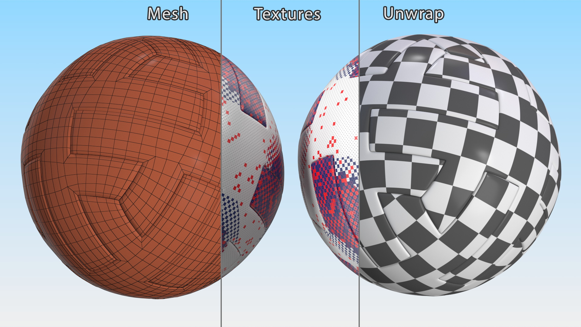 3D Digital Pixel Pattern Soccer Ball model