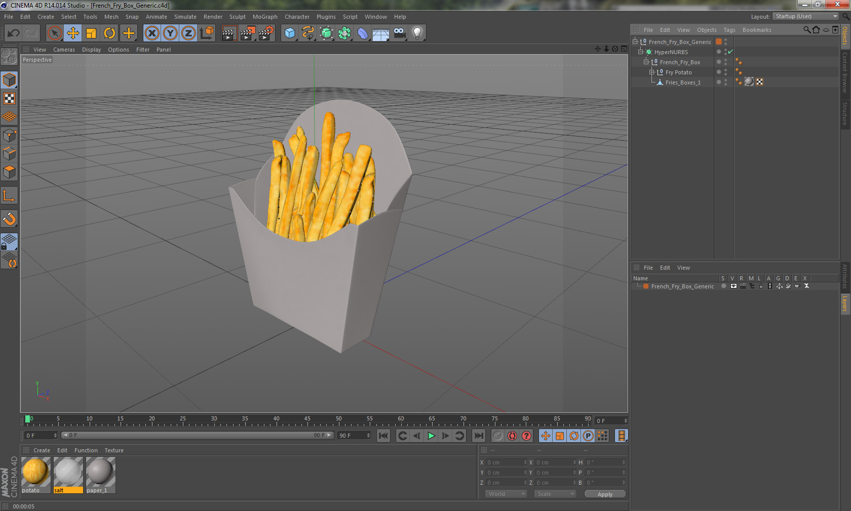 French Fry Box Generic 3D