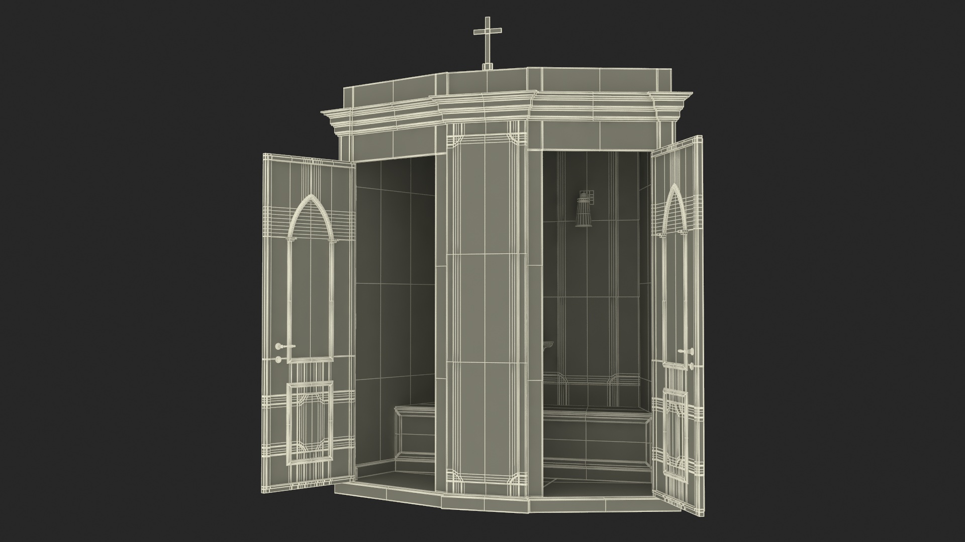 3D model Wooden Confessional Booth