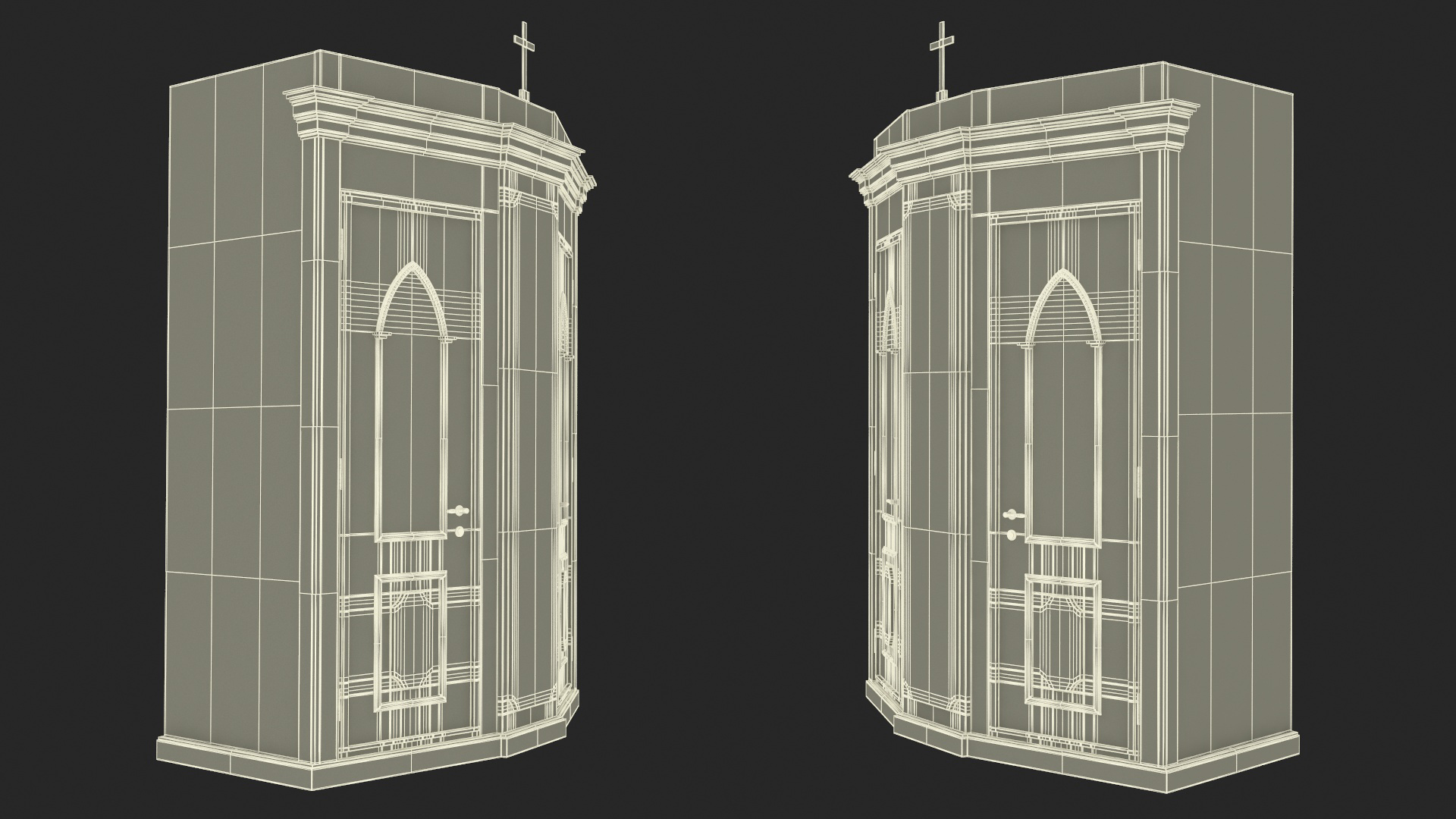 3D model Wooden Confessional Booth