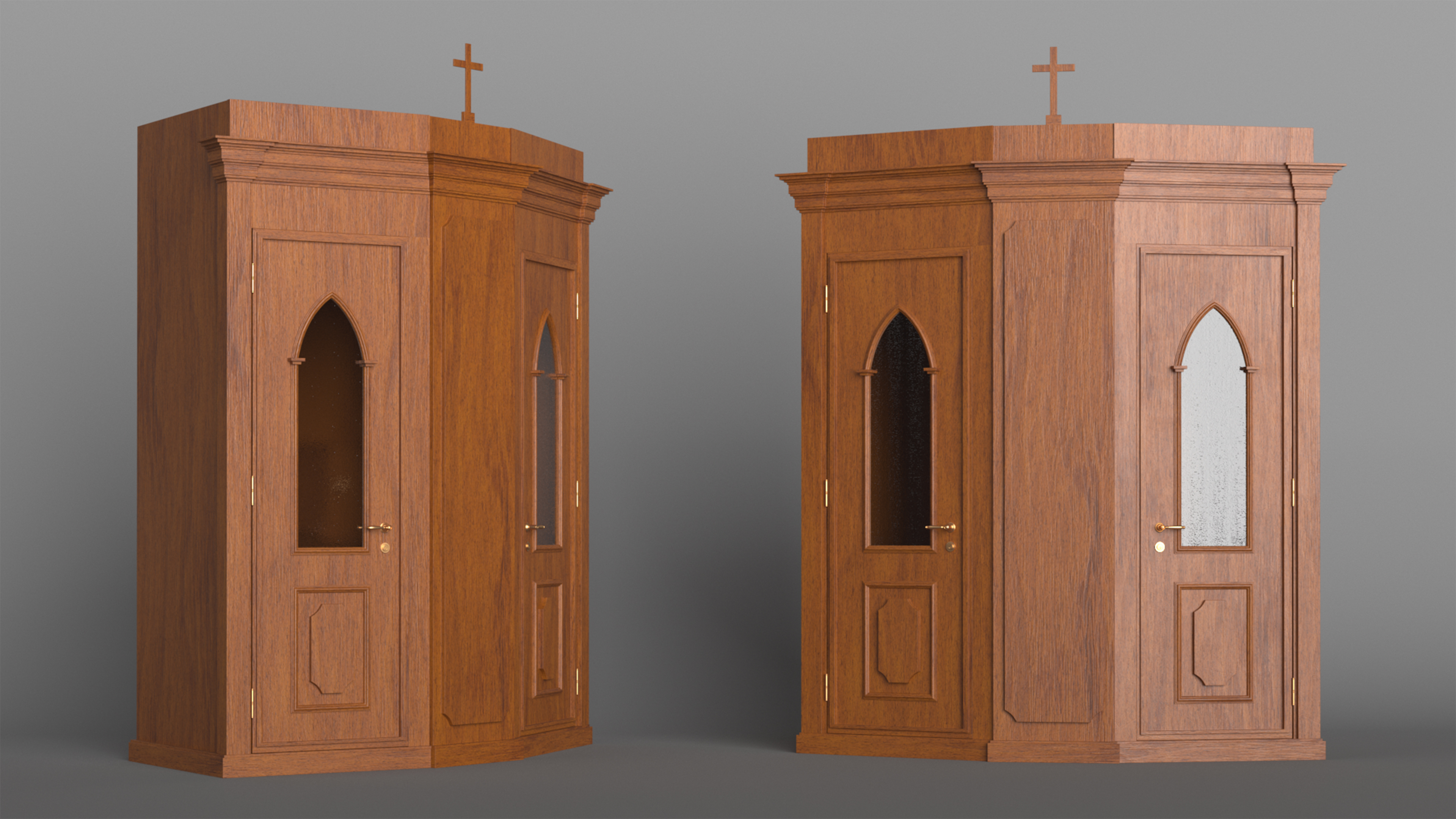 3D model Wooden Confessional Booth