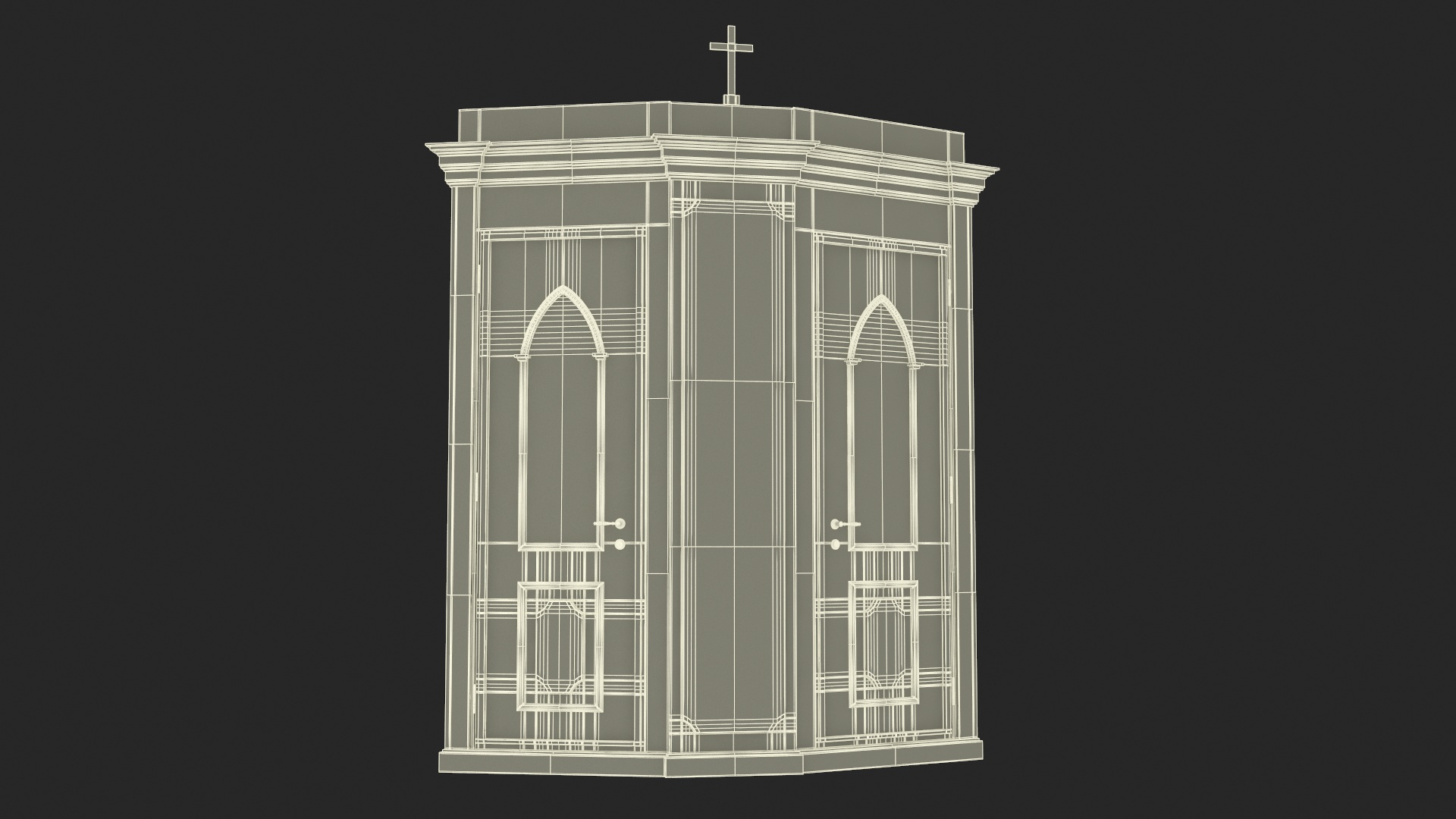 3D model Wooden Confessional Booth