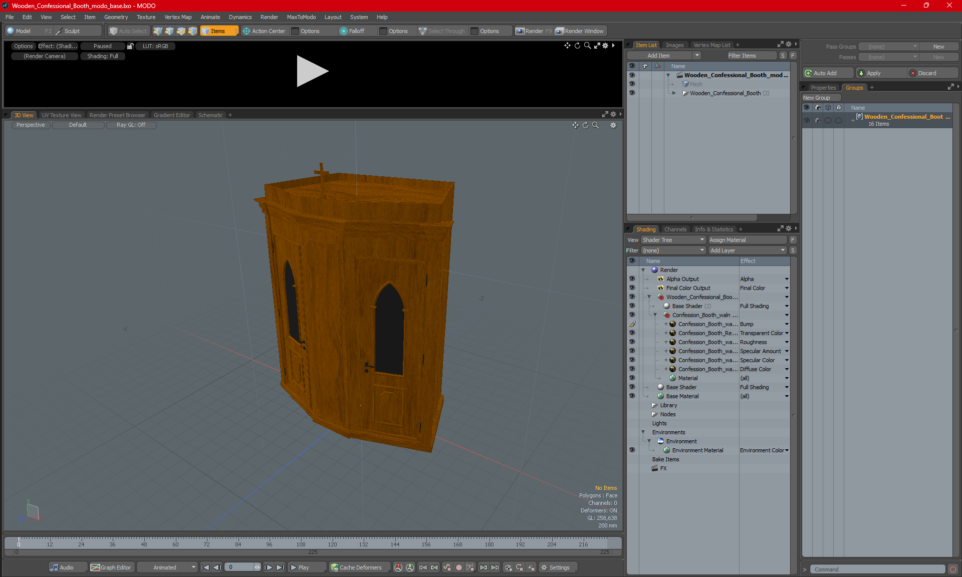 3D model Wooden Confessional Booth