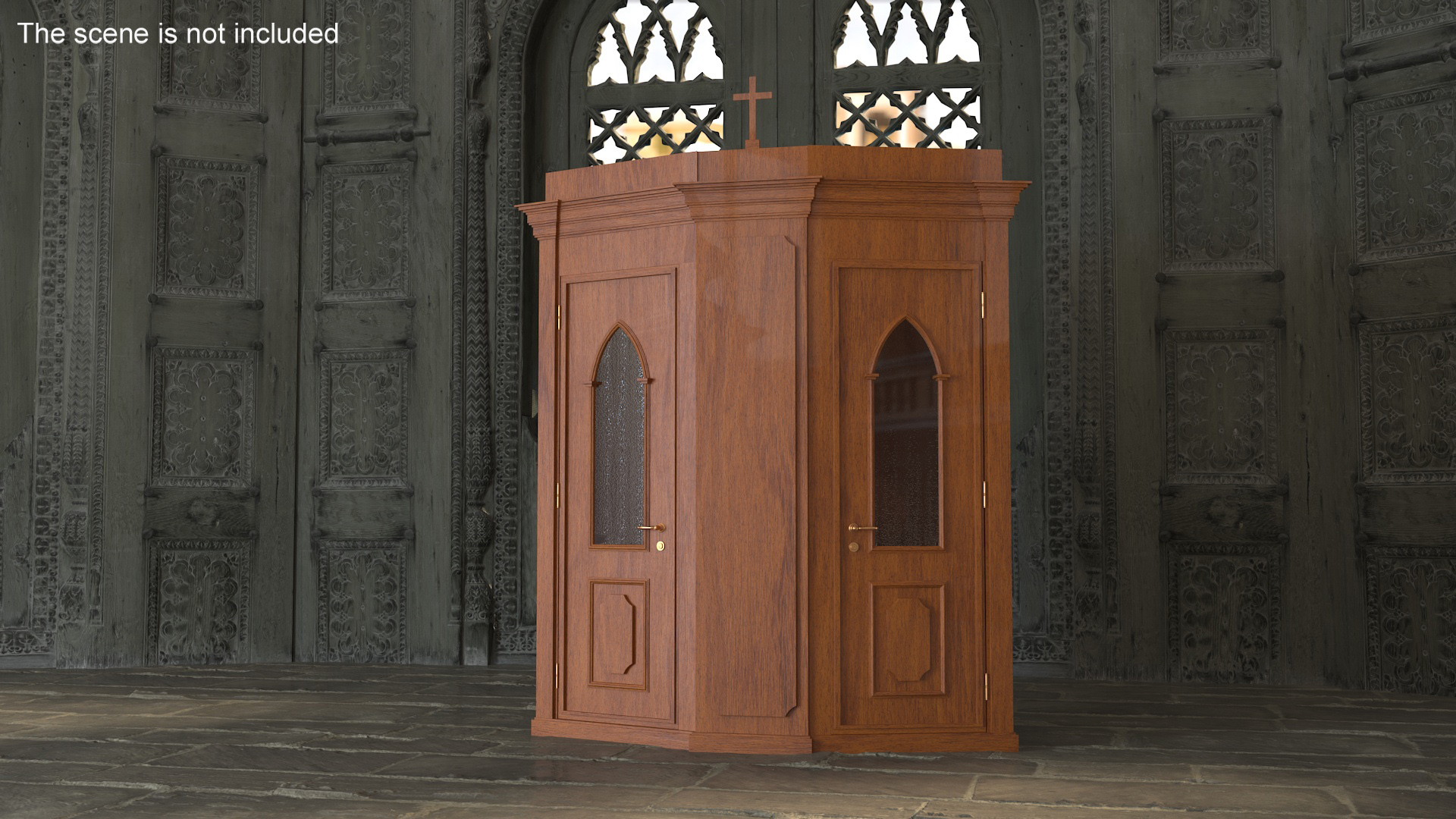 3D model Wooden Confessional Booth