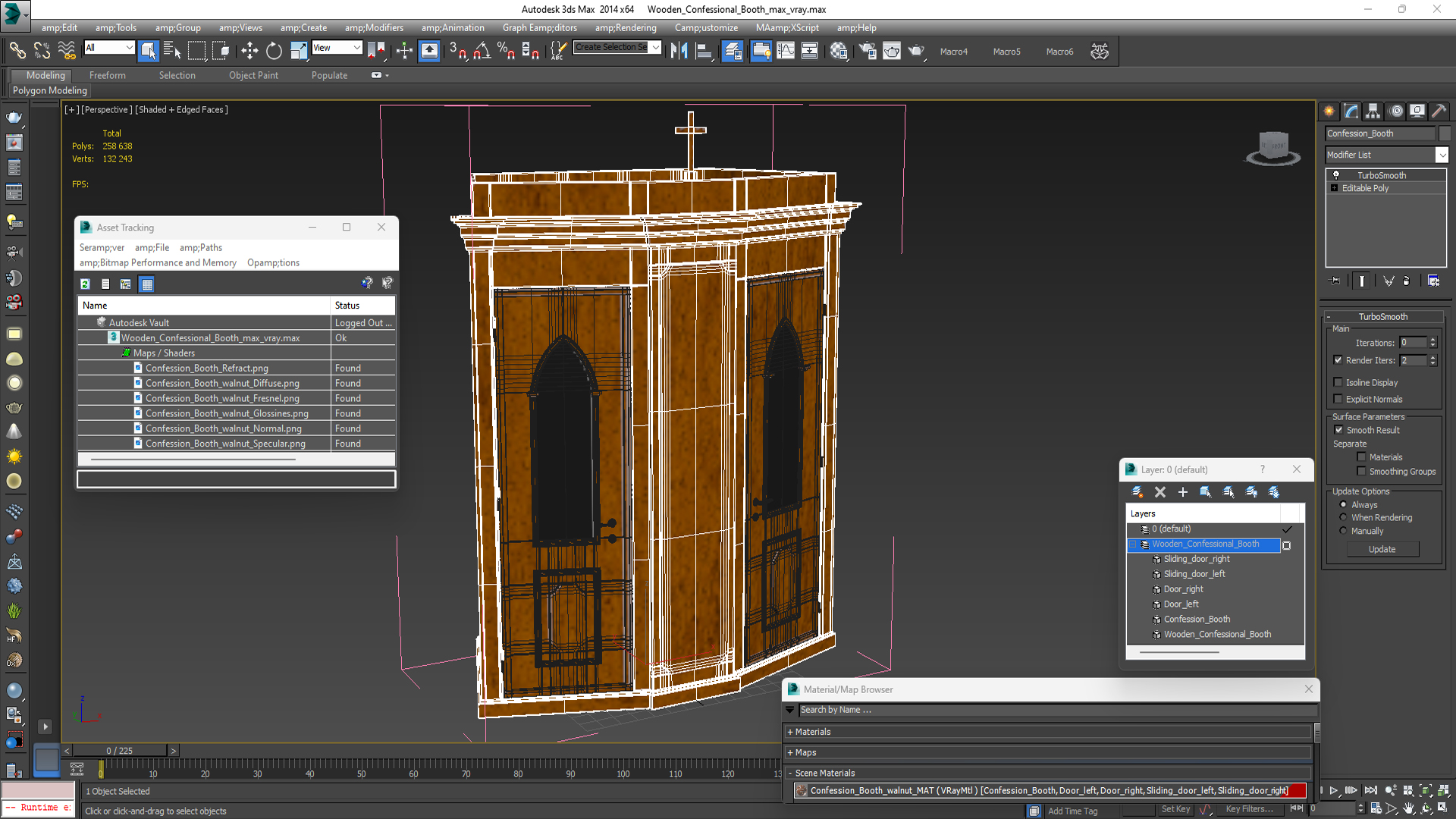 3D model Wooden Confessional Booth
